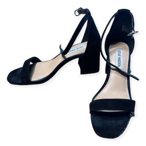 Steve Madden Black Suede Irenee Ankle-Strap Block Heel Sandals (US Size 7)